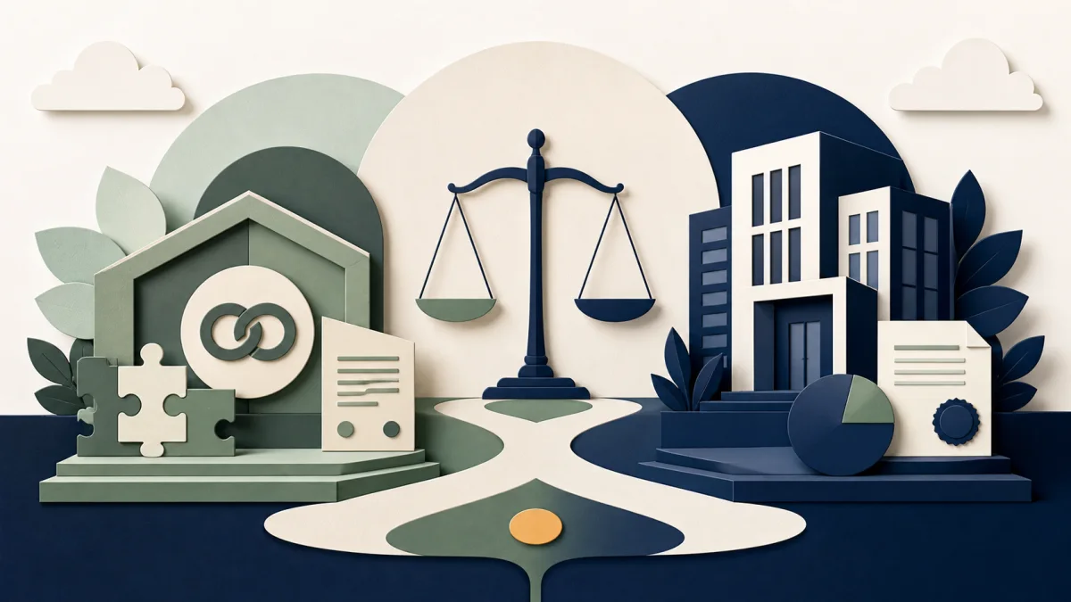 Balanced illustration comparing an LLP partnership and a private limited company